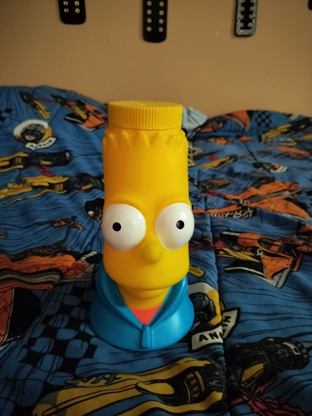 Yellow Bart Simpson Party Favor Bottle with Blue Base